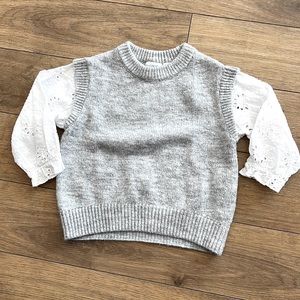 kids zara grey sweater with embroidered sleeves